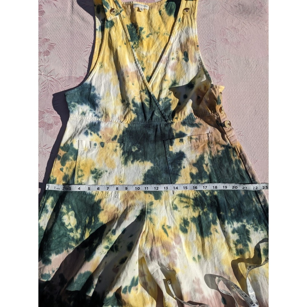 Earthbound Trading Co. Tie Dye Wide Leg Overall Jumpsuit M Festival Boho Hippie - Picture 11 of 16